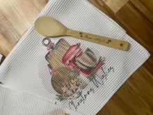 Load image into Gallery viewer, Waffle Towels  + Wood Spoon Set