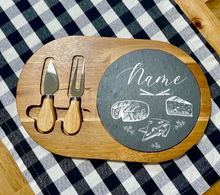 Load image into Gallery viewer, Cheese Set Acacia Wood/ Slate Oval