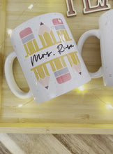 Load and play video in Gallery viewer, Ceramic mug teacher pencil
