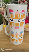 Load and play video in Gallery viewer, Ceramic mug teacher pencil