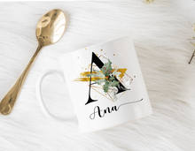 Load image into Gallery viewer, Ceramic Mug Floral Black with Gold