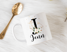 Load image into Gallery viewer, Ceramic Mug with black letter and gold