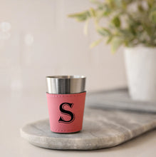Load image into Gallery viewer, Shot Glass Personalized /Leatherette & Stainless Steel Set