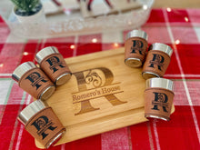 Load image into Gallery viewer, Shot Glass Personalized /Leatherette & Stainless Steel Set
